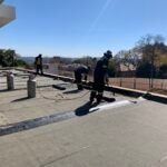 TM Waterproofing applying waterproofing membrane on the balcony of a luxury Sandton home.