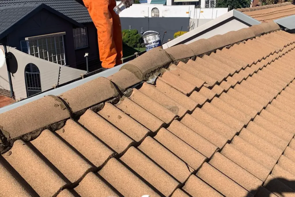 Roof waterproofing Linden ridge cap preparation before waterproofing coating is applied