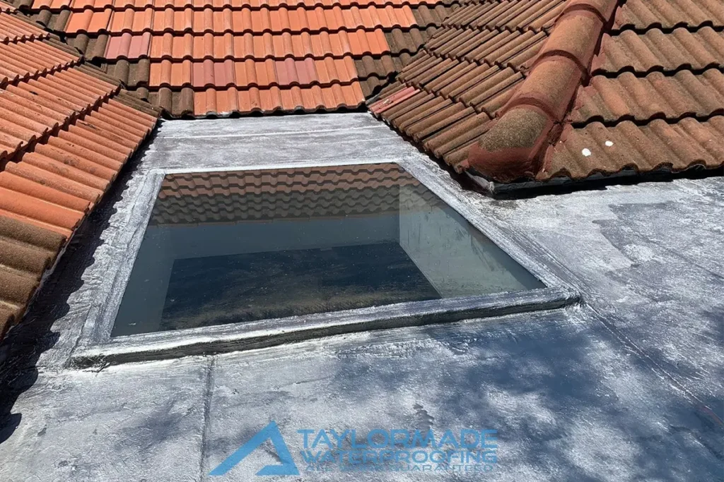 Skylight roof waterproofing Linden completed with silver UV protective coating