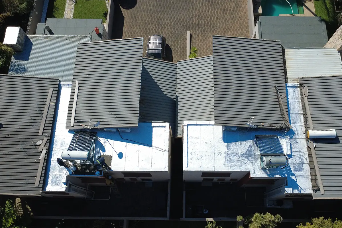 Completed flat roof waterproofing Randburg with torch-on membrane and UV protective coating