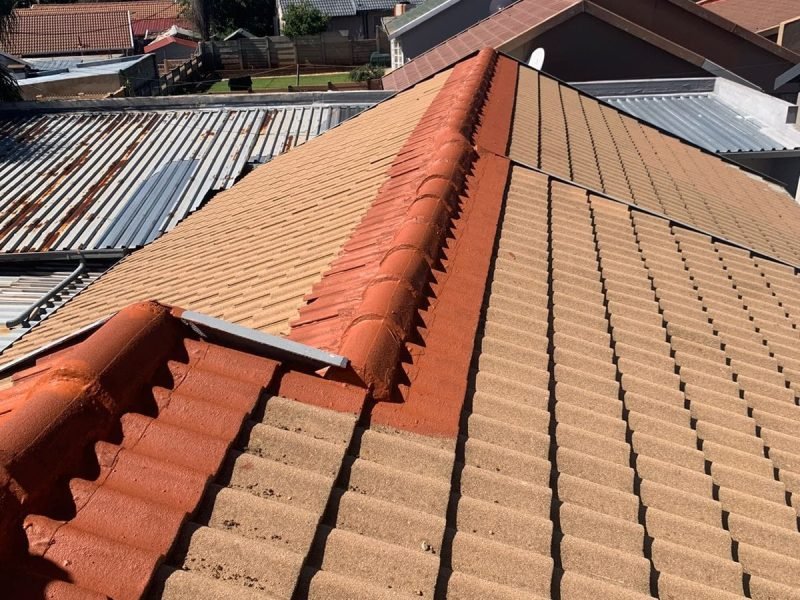 The tiled roof fully restored with a fresh coat of paint by TM Waterproofing. #TiledRoof #RoofPainting #Waterproofing #RoofRestoration