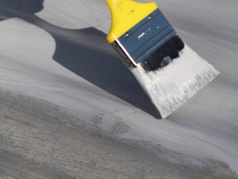 TM Waterproofing painting a corrugated roof for protection and durability.