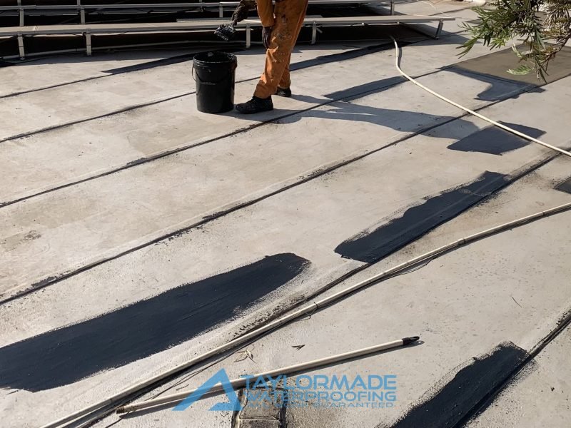 Close-up of the Bryanston roof slab surface painted with protective coating for durability and weather resistance.