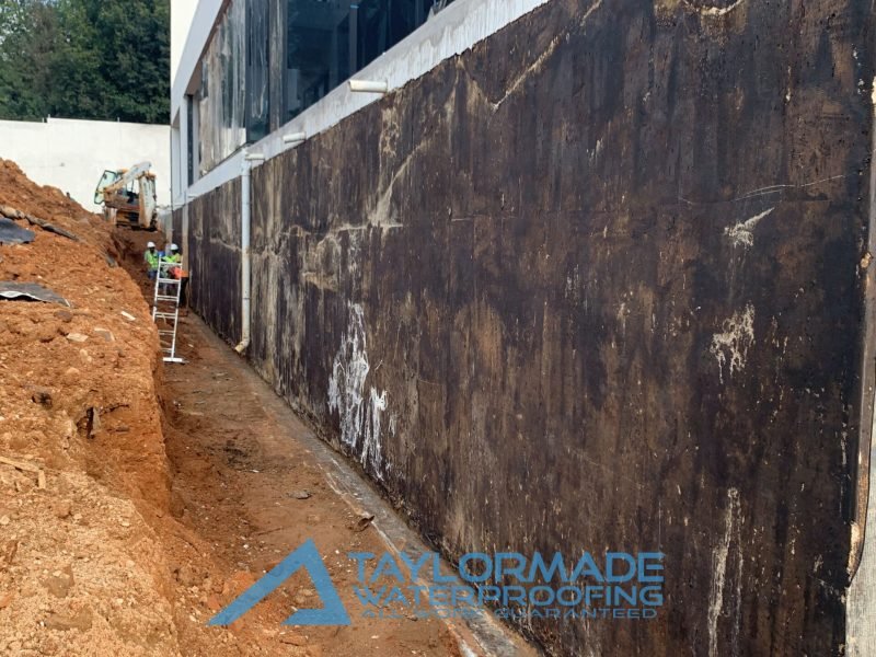 Basement wall in Sandton home cleaned and prepped for waterproofing membrane tanking.