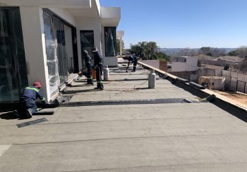 Torch-on waterproofing membrane applied to the balcony of a luxury home in Sandton.
